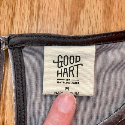 Matilda Jane’s Good Hart Parthenon Velour Cropped Shirt Gray Womens Medium