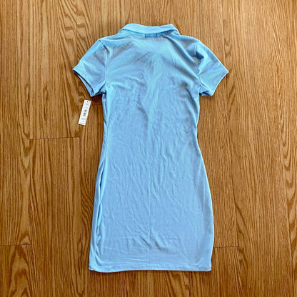 Justify Zip Blue Polo Mini Shirt Dress Juniors Medium Womens XSmall