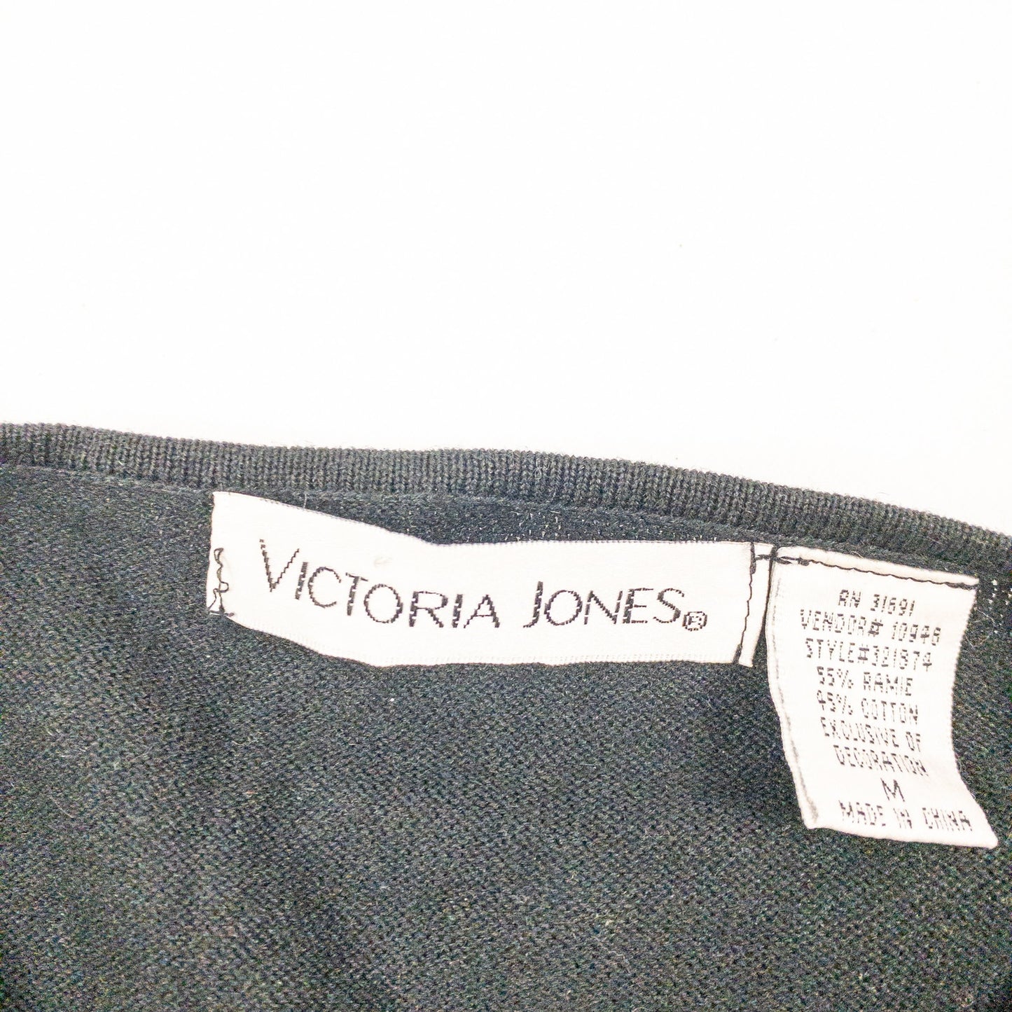 Victoria Jones Black Beaded Open Cardigan Sweater Womens Medium