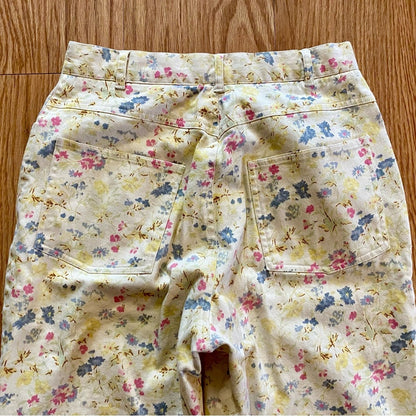 Coldwater Creek Vintage Yellow Pastel Floral Pants Jeans Womens 8