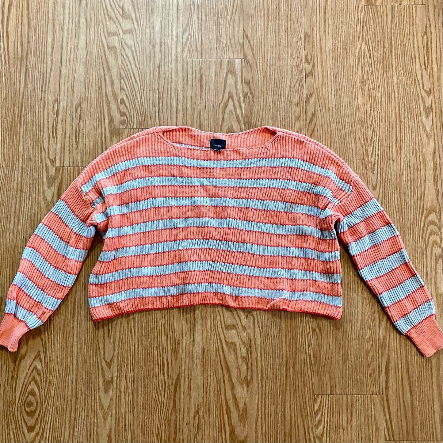 Lumiere Orange Striped Slouchy Knit Sweater Womens Large