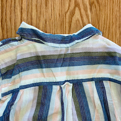 Sonoma Multicolor Striped Blue Cotton Button-up Shirt Blouse Womens Medium