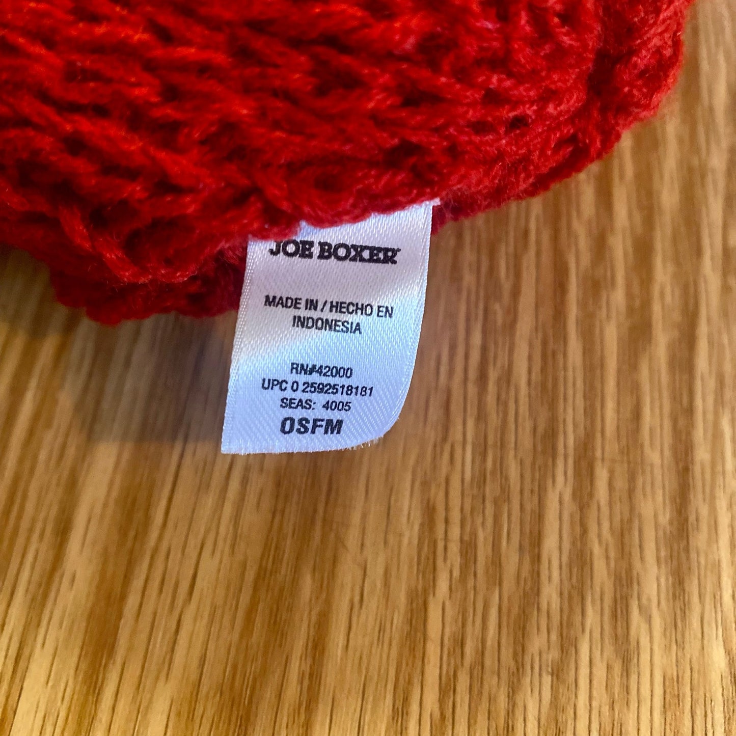 Joe Boxer Red Beanie Hat Scarf Bundle Unisex One Size