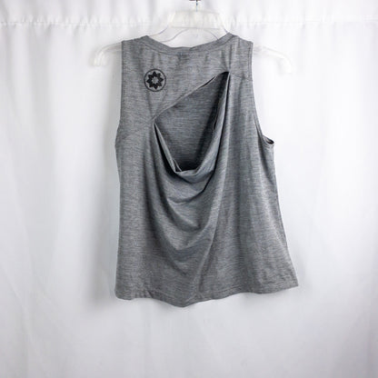 DYI Gray Striped Open Back Athletic Tank Top Womens Small