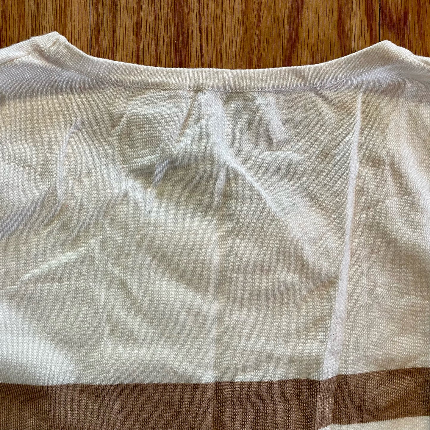 Cupio Tan White Striped Sweater Top Womens Medium