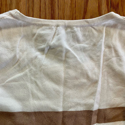 Cupio Tan White Striped Sweater Top Womens Medium