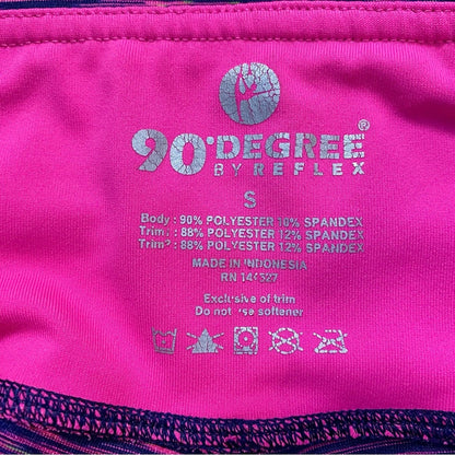 90 Degree by Reflex Pink Purple Cropped Capri Leggings Pants Womens Small