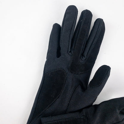 Totes Isotoner Black Leather Patch Nylon Gloves Womens Small 6
