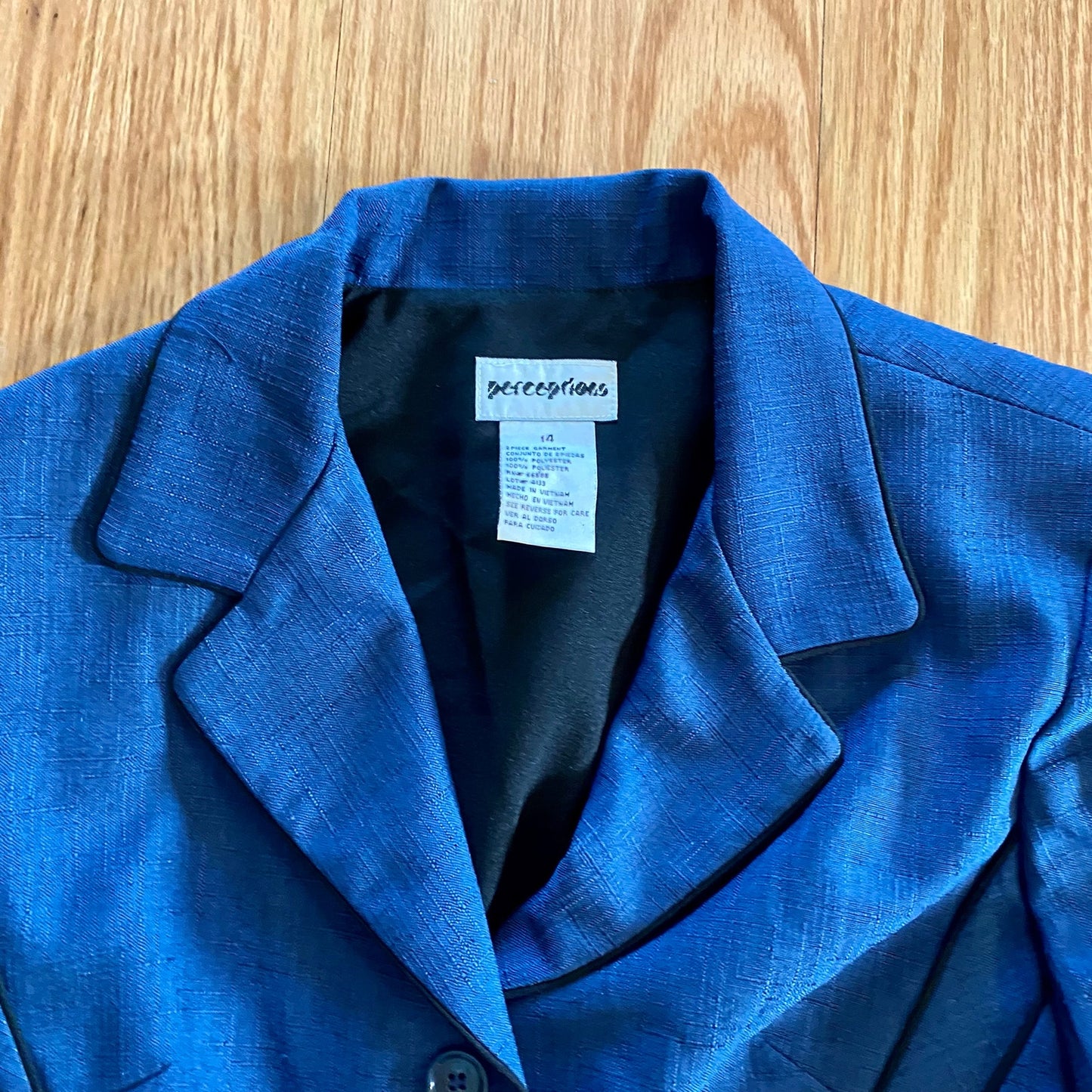 Perceptions Vintage Blue Short Blazer Jacket Womens 14 Large