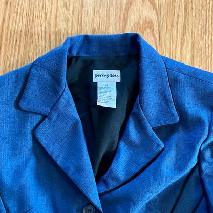 Perceptions Vintage Blue Short Blazer Jacket Womens 14 Large