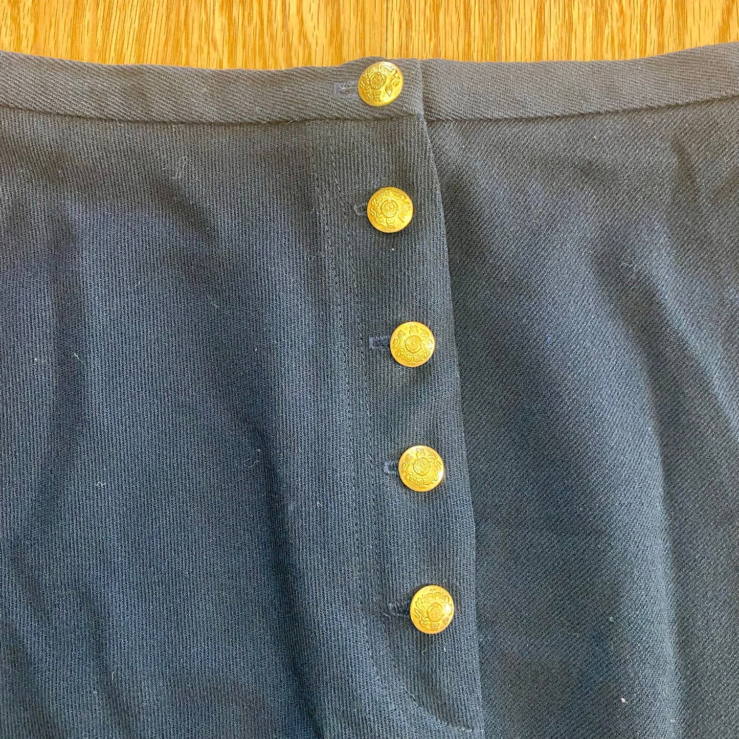 Lauren Ralph Lauren Vintage Navy Blue High Rise Wool Midi Skirt Womens 12 Petite