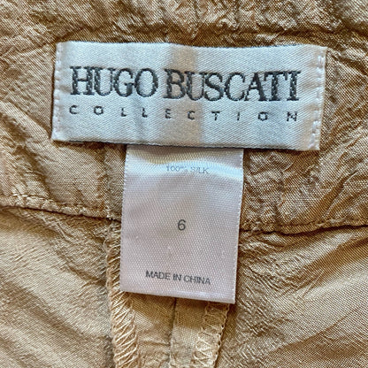 Hugo Buscati Designer Slim Neutral Tan Silk Dress Pants Womens 6