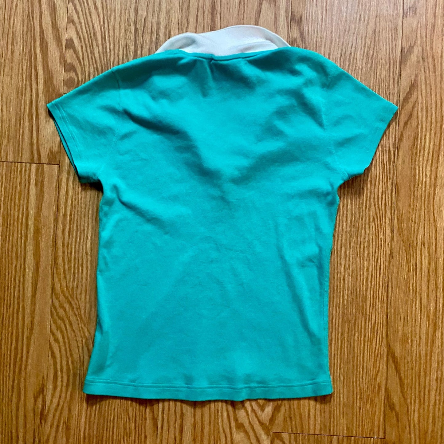Lacoste Vintage Teal Green Polo Shirt Top Womens 42 Small