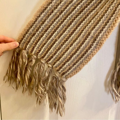 Aris Tan Striped Knit Tassel Scarf Unisex Womens One Size