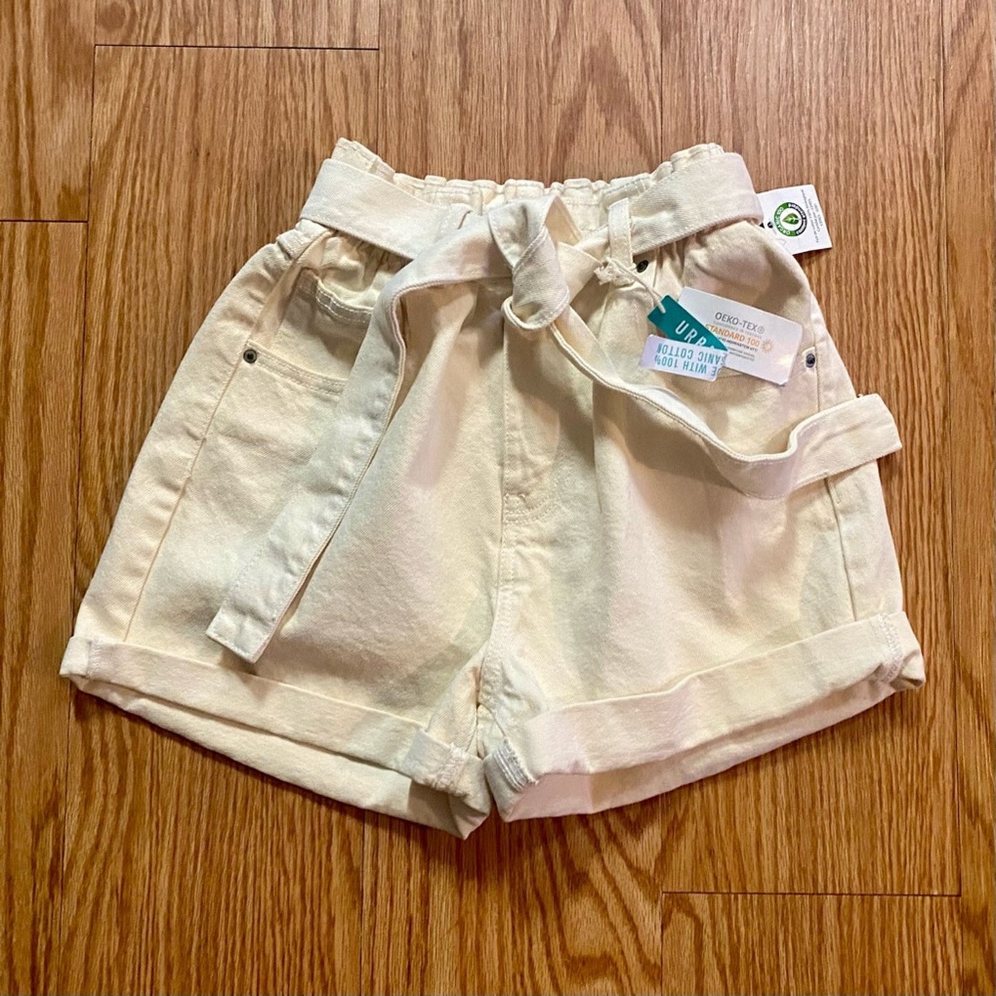 SWS Denim Company Organic Cream White High Rise Denim Shorts Womens Medium
