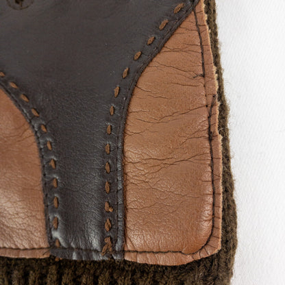 Interpur Vintage Brown Knit Fabric Vinyl Patch Gloves Womens One Size