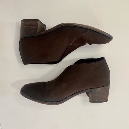 Larry Stuart Vintage Brown Knit Heel Ankle Booties Boots Womens 8
