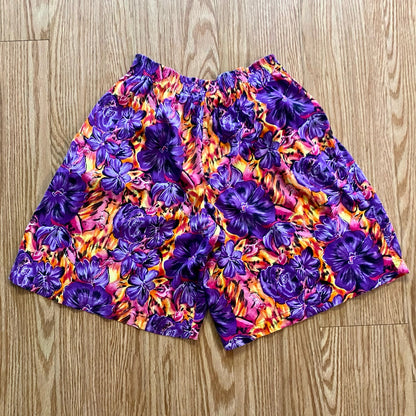 Label Noir Vintage Purple Tropical Hawaiian Baggy Shorts Womens Medium