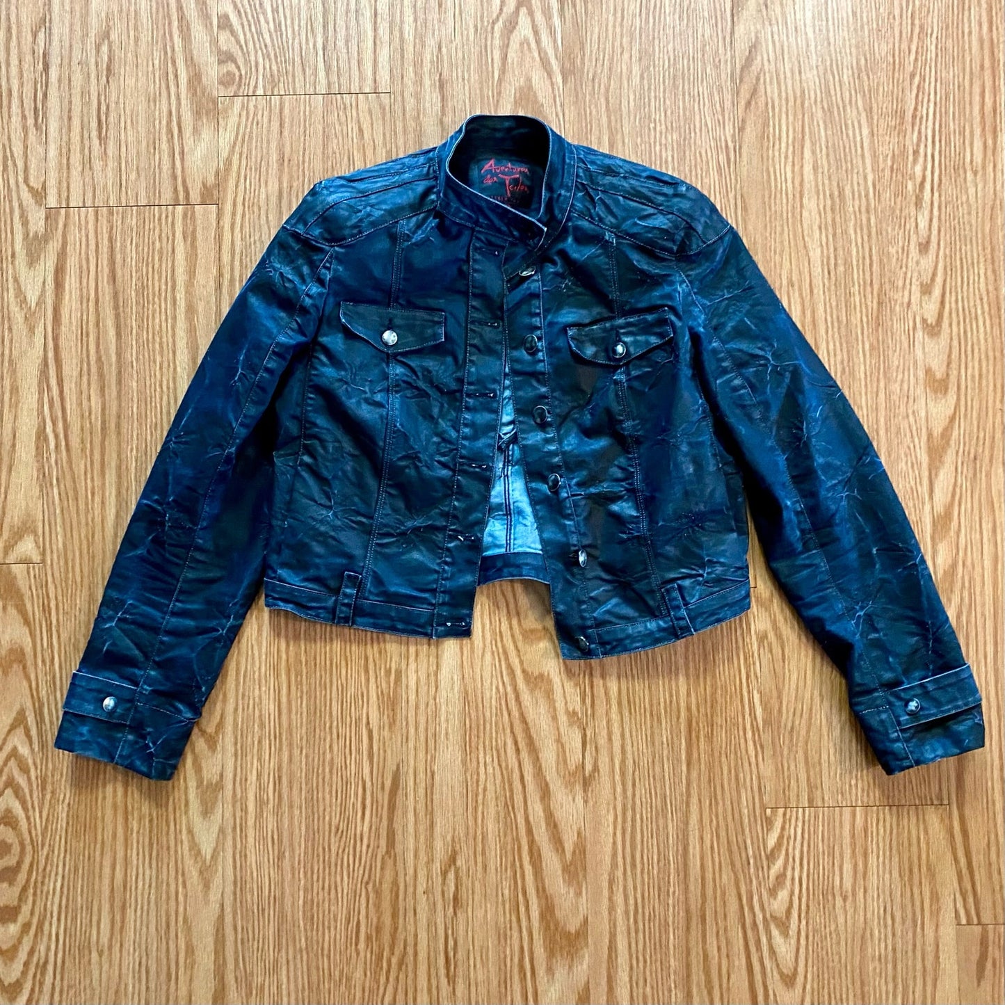 Aventures des Toiles Distressed Blue Denim Jacket Womens 38 Medium