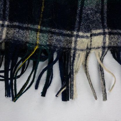 Pendleton Vintage Green Blue Yellow White Plaid Scarf Unisex Men Women One Size