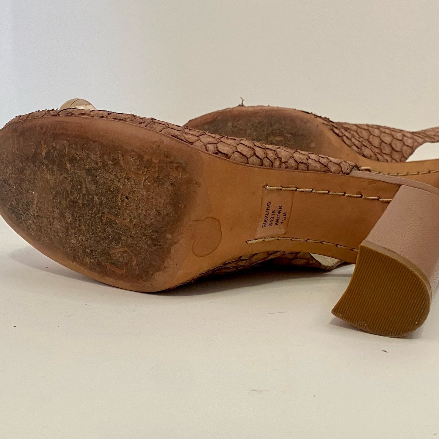 Richard Tyler Vintage Riesling Brown Snake Skin Glam High Heel Shoes Womens 7.5