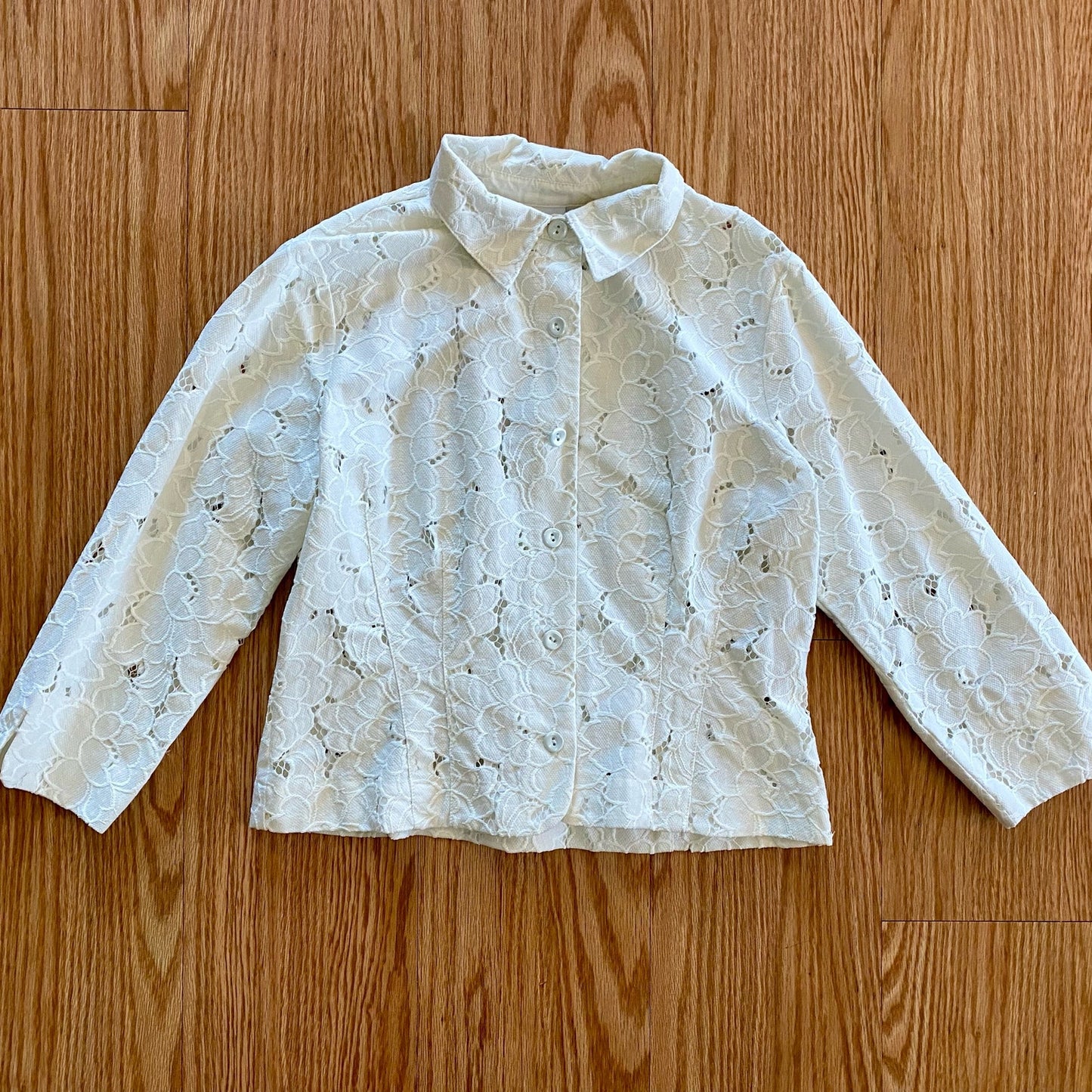 Cabi #5162 Spring Portrait White Floral Lace Shirt Jacket Womens Medium