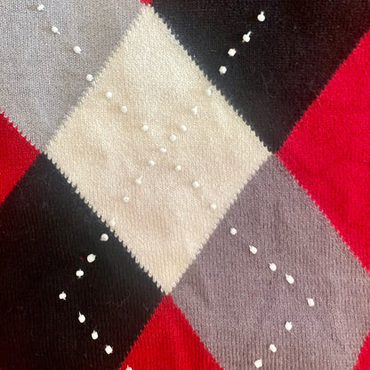 Alfred Dunner Red Diamond Beaded Blouse Shirt Top Womens Large