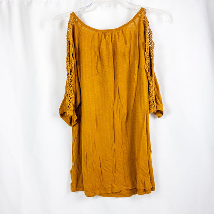 Maurices Brown Open Sleeve Lace Blouse Womens Large