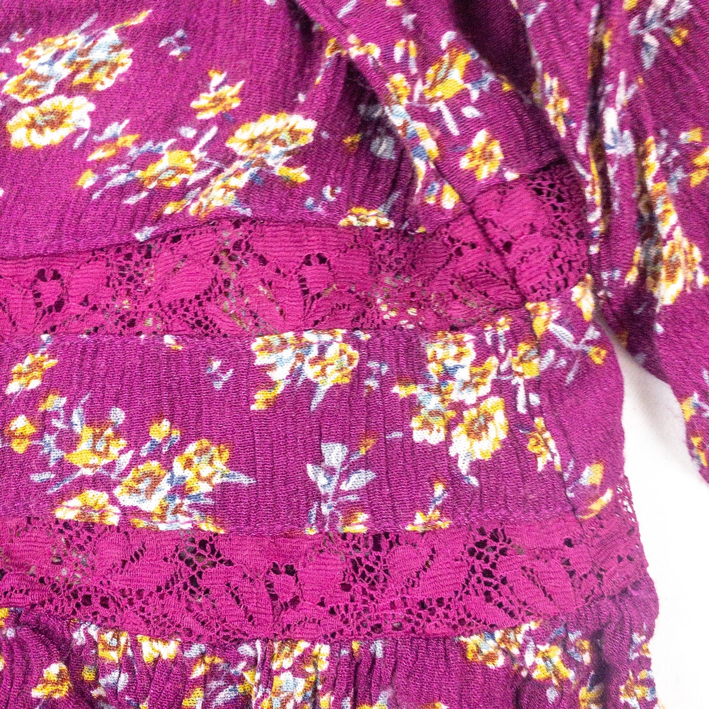 Suzanne Betro Purple Floral Boho Peasant Blouse Womens Large