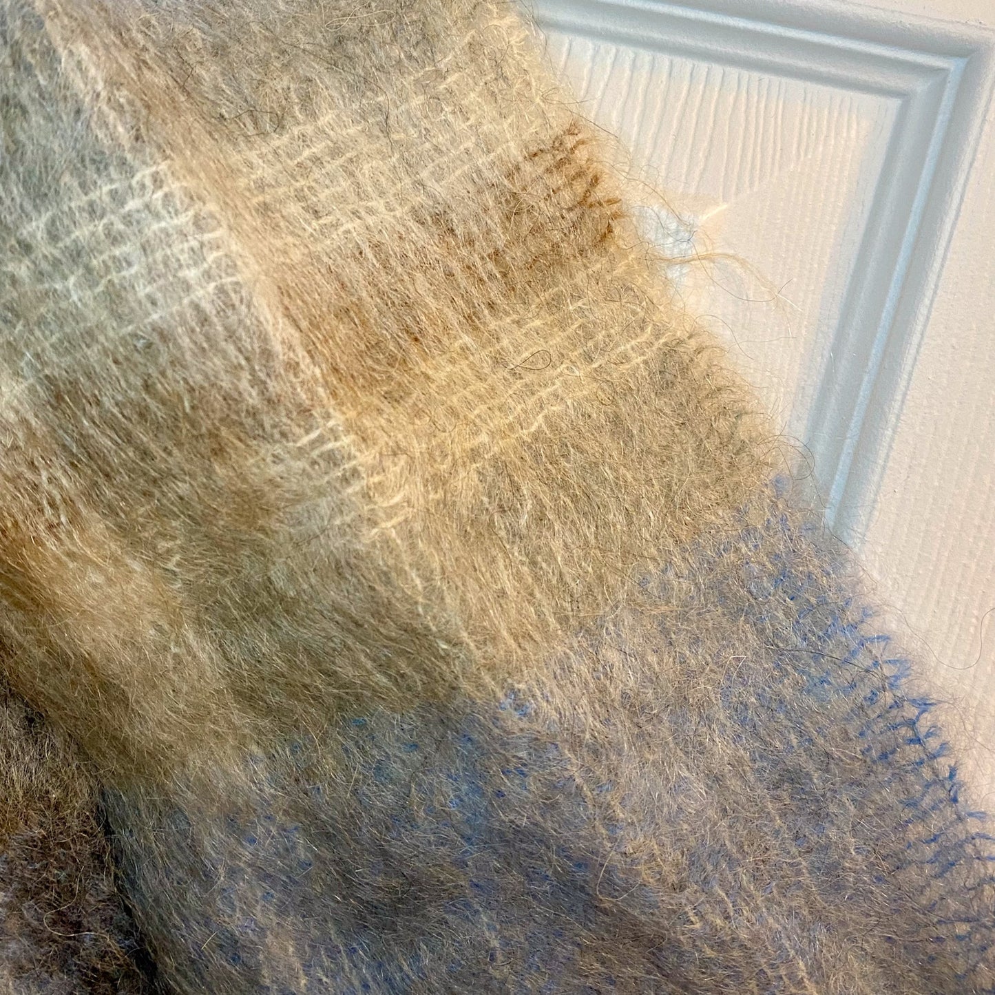 Samuel Tweed & Co Vintage Royal Scot Mohair Blue Knit Wool Scarf Unisex One Size