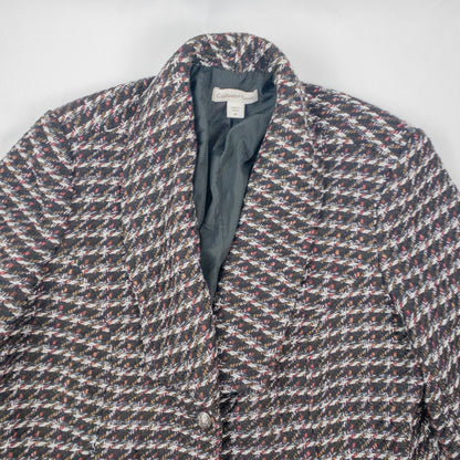 Coldwater Creek Black Metallic Silver Tweed Jacket Coat Womens 16 XLarge
