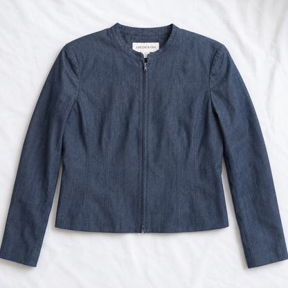 Jones New York Vintage Blue Solid Jacket Womens 14