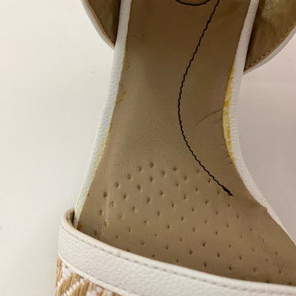 LifeStride Luna White Woven Raffia Heeled Sandals Womens 8.5