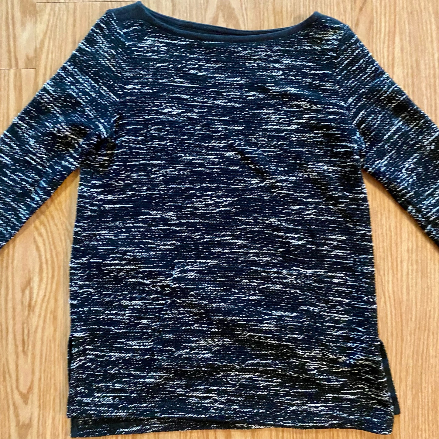 Liz Claiborne Weekend Black Speckled Knit Pullover Tunic Sweater Womens Medium