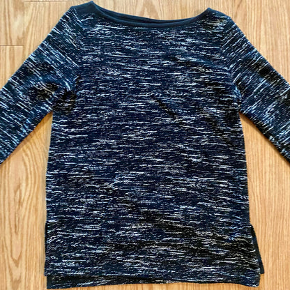 Liz Claiborne Weekend Black Speckled Knit Pullover Tunic Sweater Womens Medium