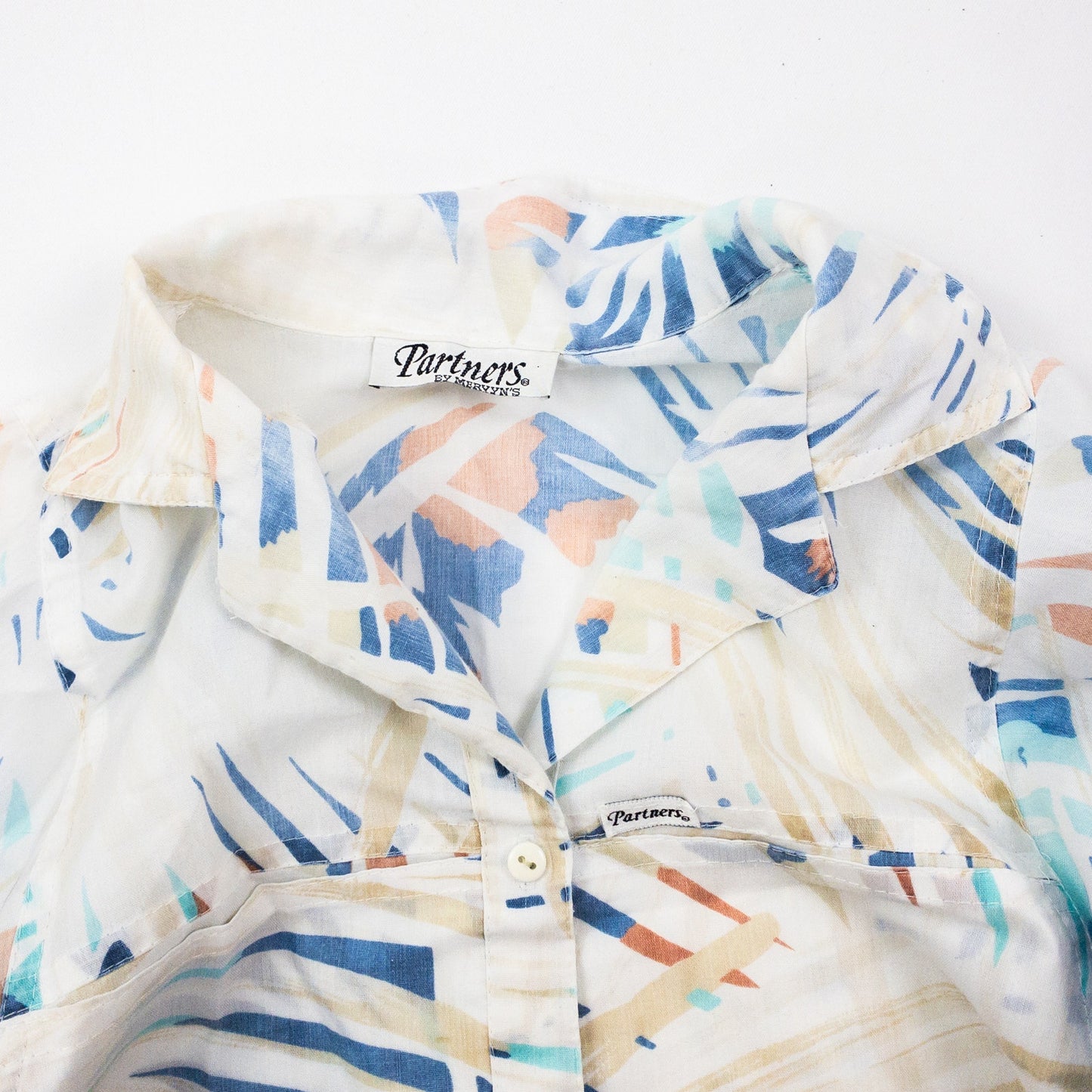 Partners Vintage Hawaiian Blue White Shirt Mens Medium Unisex Womens Large