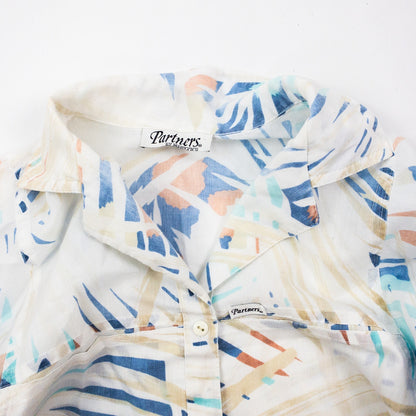 Partners Vintage Hawaiian Blue White Shirt Mens Medium Unisex Womens Large