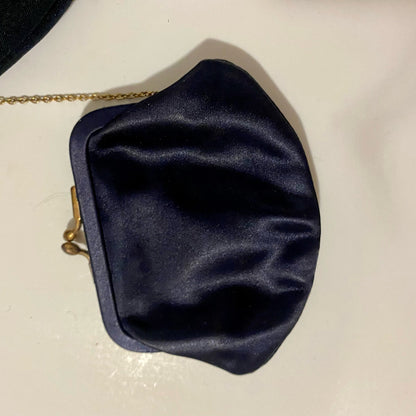 Bonwit Teller Magid Vintage Black Satin Evening Purse & Coin Bag