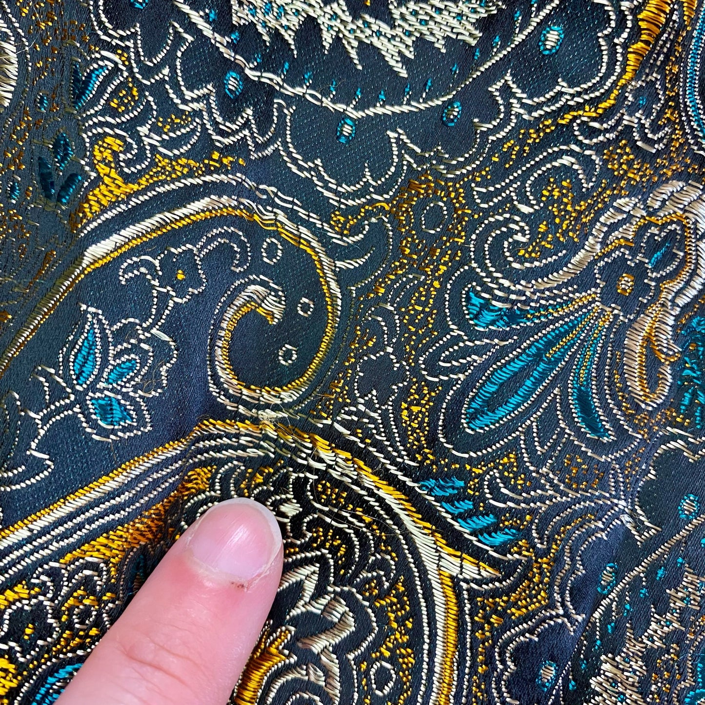 Brownstone Studio Vintage Gold Teal Paisley Jacket Womens Small