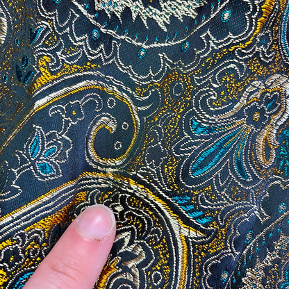 Brownstone Studio Vintage Gold Teal Paisley Jacket Womens Small
