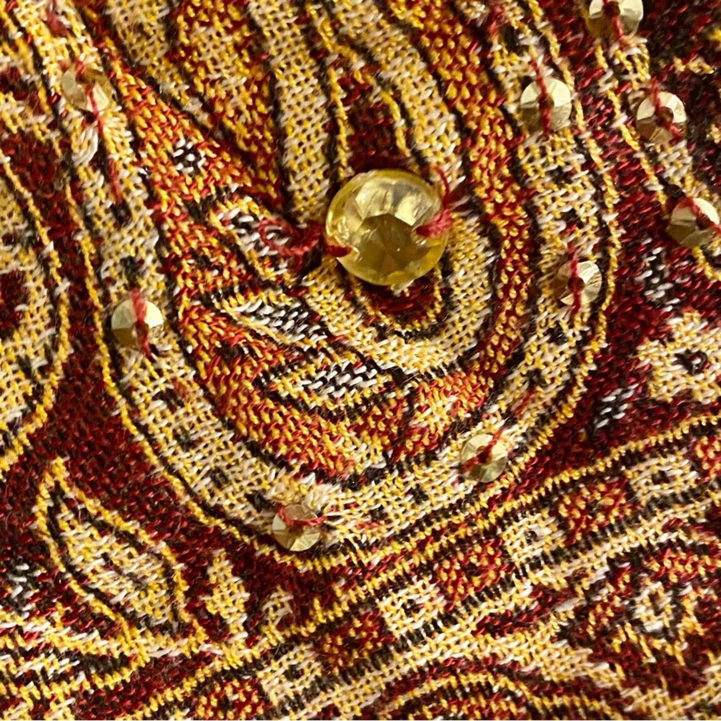 Red Gold Floral Indian Pashmina Shawl Wrap Scarf Fringe Tassel Womens One Size