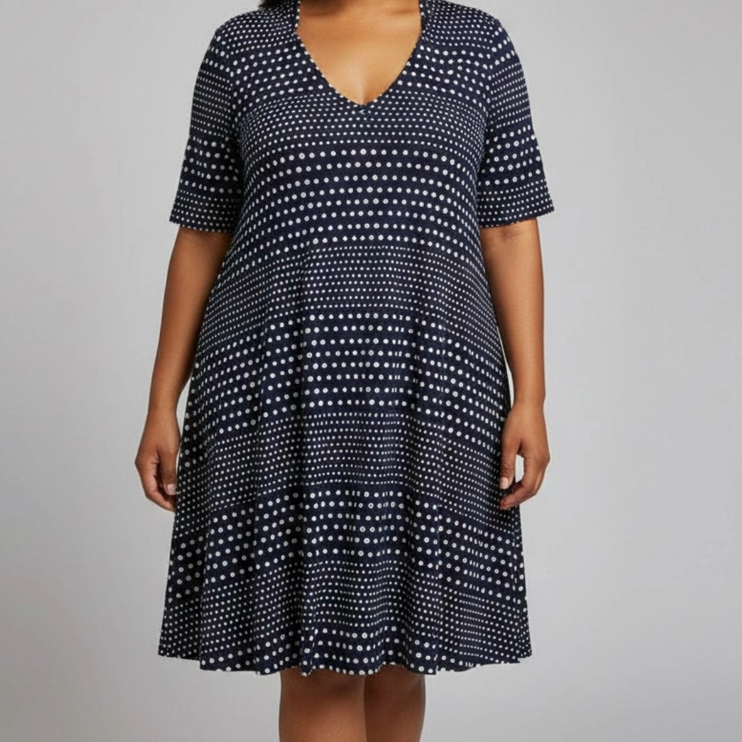 Chicos Black White Polka Dot Cross Back Shift Dress Womens 3 XLarge
