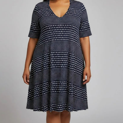 Chicos Black White Polka Dot Cross Back Shift Dress Womens 3 XLarge