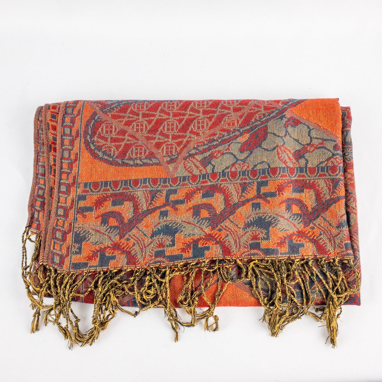 Pashmina Multicolor Red Green Blue Paisley Scarf Womens One Size