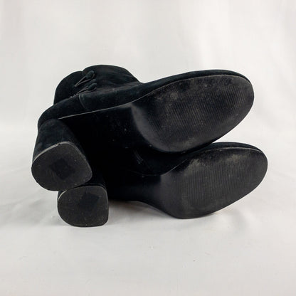 Nine West KerryLeeo Black Suede Button Ankle Booties Boots Womens 8.5
