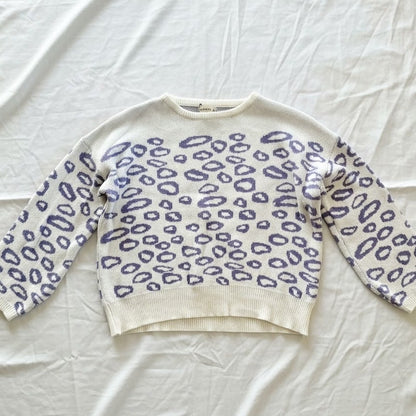 And The Why Cropped Purple Leopard Animal Spot Sweater Top Womens Small Medium