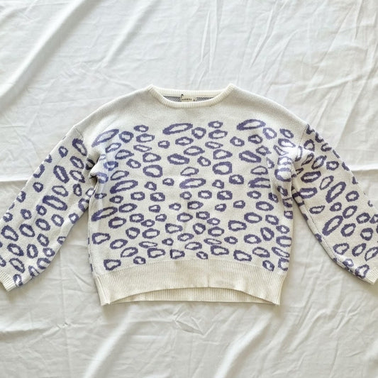 And The Why Cropped Purple Leopard Animal Spot Sweater Top Womens Small Medium