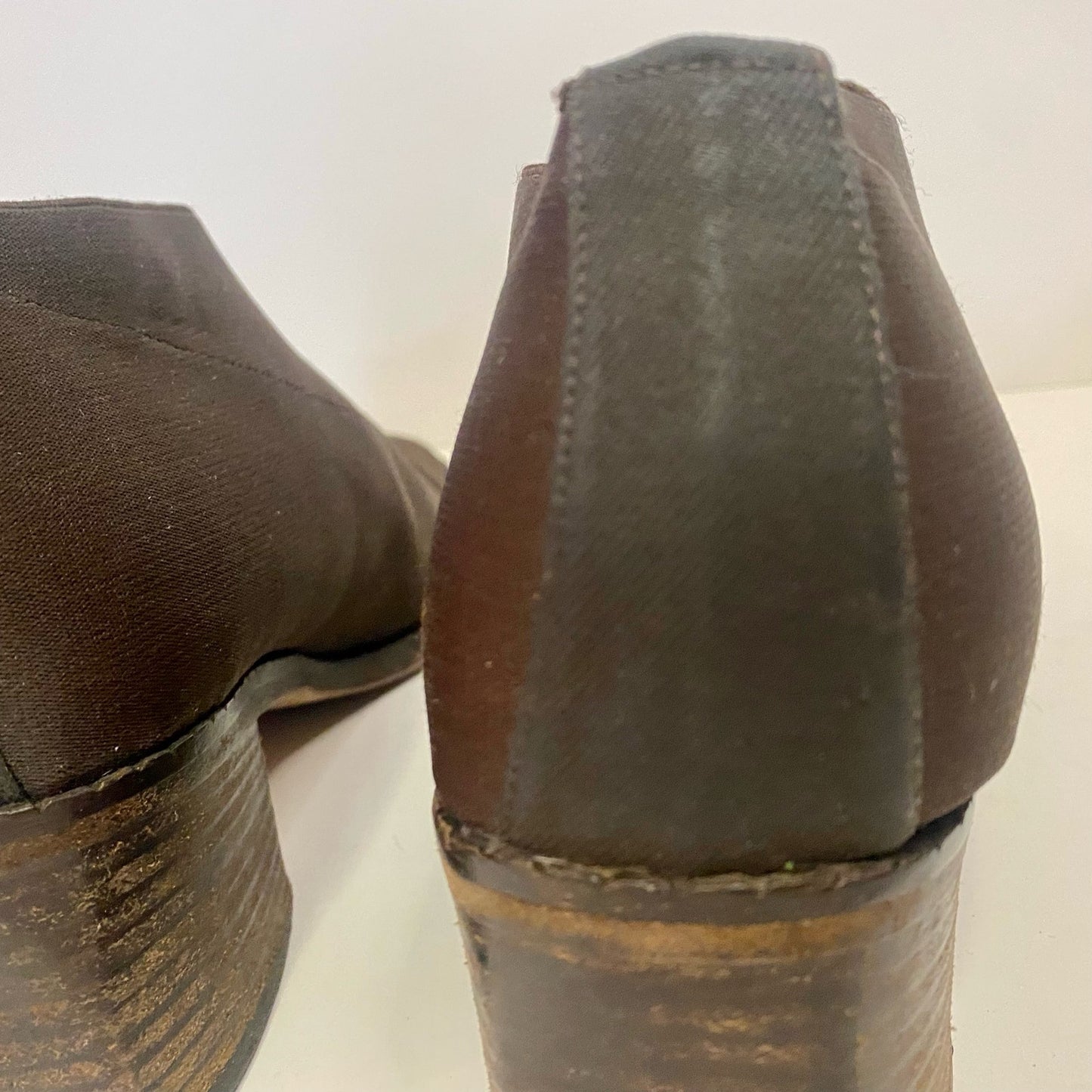 Larry Stuart Vintage Brown Knit Heel Ankle Booties Boots Womens 8