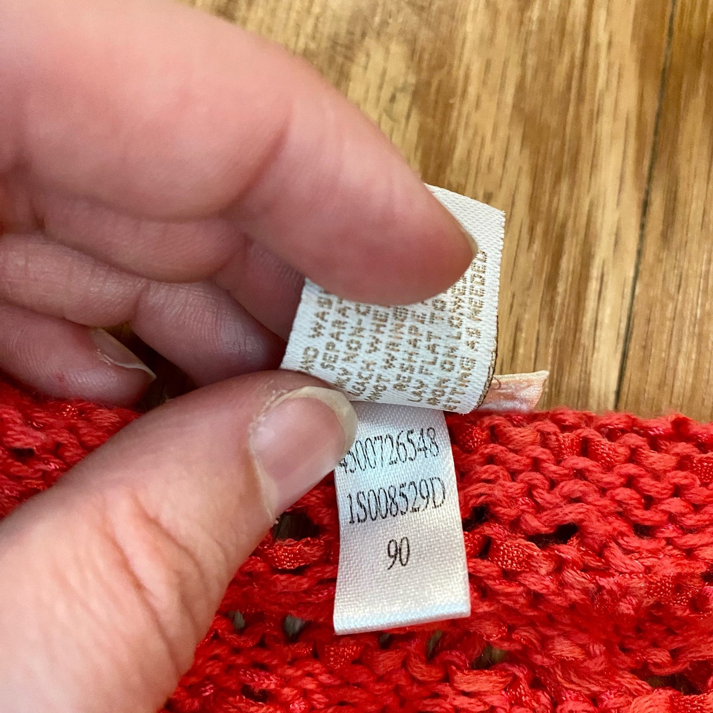 Chicos Bright Red Crochet Open Knit Sweater Top Womens 1 Medium