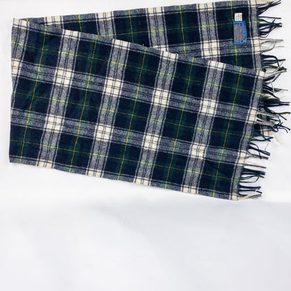 Pendleton Vintage Green Blue Yellow White Plaid Scarf Unisex Men Women One Size